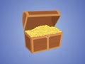 Gold wooden box with golds and pirate box with violet background