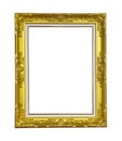 Gold wooden frame for picture or photo, frame isolated on white background Royalty Free Stock Photo