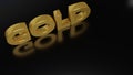 Gold word sold on a black background. 3D rendering illustration