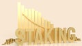 The gold word staking and chart for business or cryptocurrency concept 3d rendering