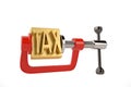 Gold word tax in clamp tax reduction concept 3D illustration