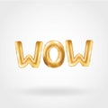Gold WOW balloons character Royalty Free Stock Photo