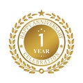 Gold wreath anniversary. Happy anniversary 1 year celebration