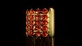 golden wristlet with red ruby gems on black, isolated, fictitious design - object 3D illustration