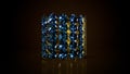 golden wristlet with blue topaz or diamond stones on black, isolated, fictional design - object 3D rendering