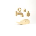 Gold Wudhu icon isolated on white background. Muslim man doing ablution. 3d illustration 3D render