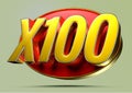 Gold X100 red circle 3D. Royalty Free Stock Photo
