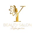 Gold Y Letter Initial Beauty Brand Logo Design