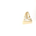 Gold Yacht sailboat or sailing ship icon isolated on white background. Sail boat marine cruise travel. 3d illustration Royalty Free Stock Photo