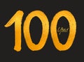 Gold 100 Years Anniversary Celebration Vector Template, 100 Years logo design, 100th birthday, Gold Lettering Numbers brush drawi