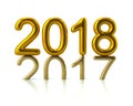 Gold 2018 year number the previous year number pressing on the p