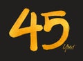 Gold 44 Years Anniversary Celebration Vector Template, 44 Years  logo design, 44th birthday, Gold Lettering Numbers brush drawing Royalty Free Stock Photo