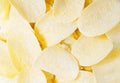 Gold yellow crispy potato chips snack texture background - potato chips background, teasty food Royalty Free Stock Photo