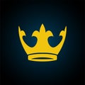 Gold yellow crown icon. Vector symbol of king, royal Royalty Free Stock Photo