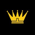 Gold yellow crown icon. Vector symbol of king, royal Royalty Free Stock Photo