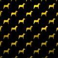 Gold Yellow Dogs Faux Foil Metallic Dog Polka Dots Black Background