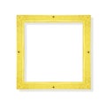 Gold or yellow picture frame with flower and leave shape patterns  isolated on white background with clipping path Royalty Free Stock Photo