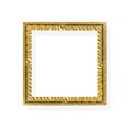 Gold yellow picture frame isolated on white background , clipping path Royalty Free Stock Photo