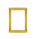 Gold yellow picture frame with rectangle patterns isolated on white background , clipping path Royalty Free Stock Photo