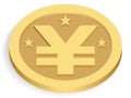 Gold yen coin Royalty Free Stock Photo
