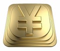 Gold yen symbol on a pedestal 3d rendering Royalty Free Stock Photo