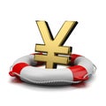 Yen or Yuan Sign on a Lifebuoy Royalty Free Stock Photo