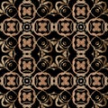 Gold zigzag stitching embroidery style seamless pattern. Ornamental vector tapestry background. Floral grunge vintage Royalty Free Stock Photo