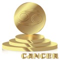 Gold Zodiac sign. Cancer - Astrological and Horoscope symbol on