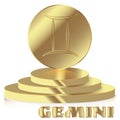 Gold Zodiac sign. Gemini - Astrological and Horoscope symbol on