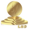 Gold Zodiac sign. Leo - Astrological and Horoscope symbol on pedestal Royalty Free Stock Photo