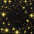 Gold backdrop with stars and dust sparkles isolated