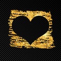 Heart on golden glittering scribble paint Royalty Free Stock Photo