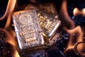 Goldbars and flame Royalty Free Stock Photo