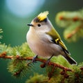 Goldcrest (Regulus regulus) Made With Generative AI illustration