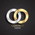 golde and silver modern design circles 3d logo Royalty Free Stock Photo