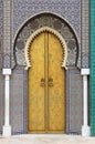 Golded door of Royal Palace in Fes Royalty Free Stock Photo