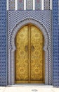 Golded door of Royal Palace in Fes Royalty Free Stock Photo