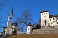 Goldegg castle and church, Austria, Europe.