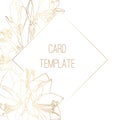 Decorative line golden clivia amaryllis wedding card templare.