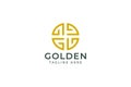 Elegant Golden Medallion Logo with Oriental Geometric Design Royalty Free Stock Photo