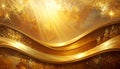 Golden abstract background with flowing waves, light rays and decorative elements image Royalty Free Stock Photo