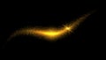 Golden abstract background with glitter waves. Vector golden sparkling comet tail on black background. Vector abstract shiny color Royalty Free Stock Photo