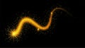 Golden abstract background with glitter waves. Vector golden sparkling comet tail on black background. Vector abstract shiny color Royalty Free Stock Photo