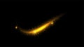 Golden abstract background with glitter waves. Vector golden sparkling comet tail on black background. Vector abstract shiny color Royalty Free Stock Photo