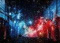 abstract fireworks black, blue and red waves background painted wallpapers, in the style of photo realistic details Royalty Free Stock Photo