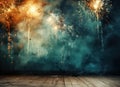 fireworks abstract black and blue stage background wallpapers, in the style of photo realistic details blue background Royalty Free Stock Photo