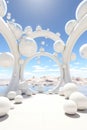 abstract fantasy white and blue sky scene background in the style of photo realistic details, movie scene background Royalty Free Stock Photo