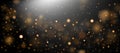 Golden abstract bokeh background. Defocused abstract flickering lights on a black background Royalty Free Stock Photo