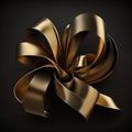 golden abstract curving ribbon on a black background