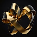 golden abstract curving ribbon on a black background